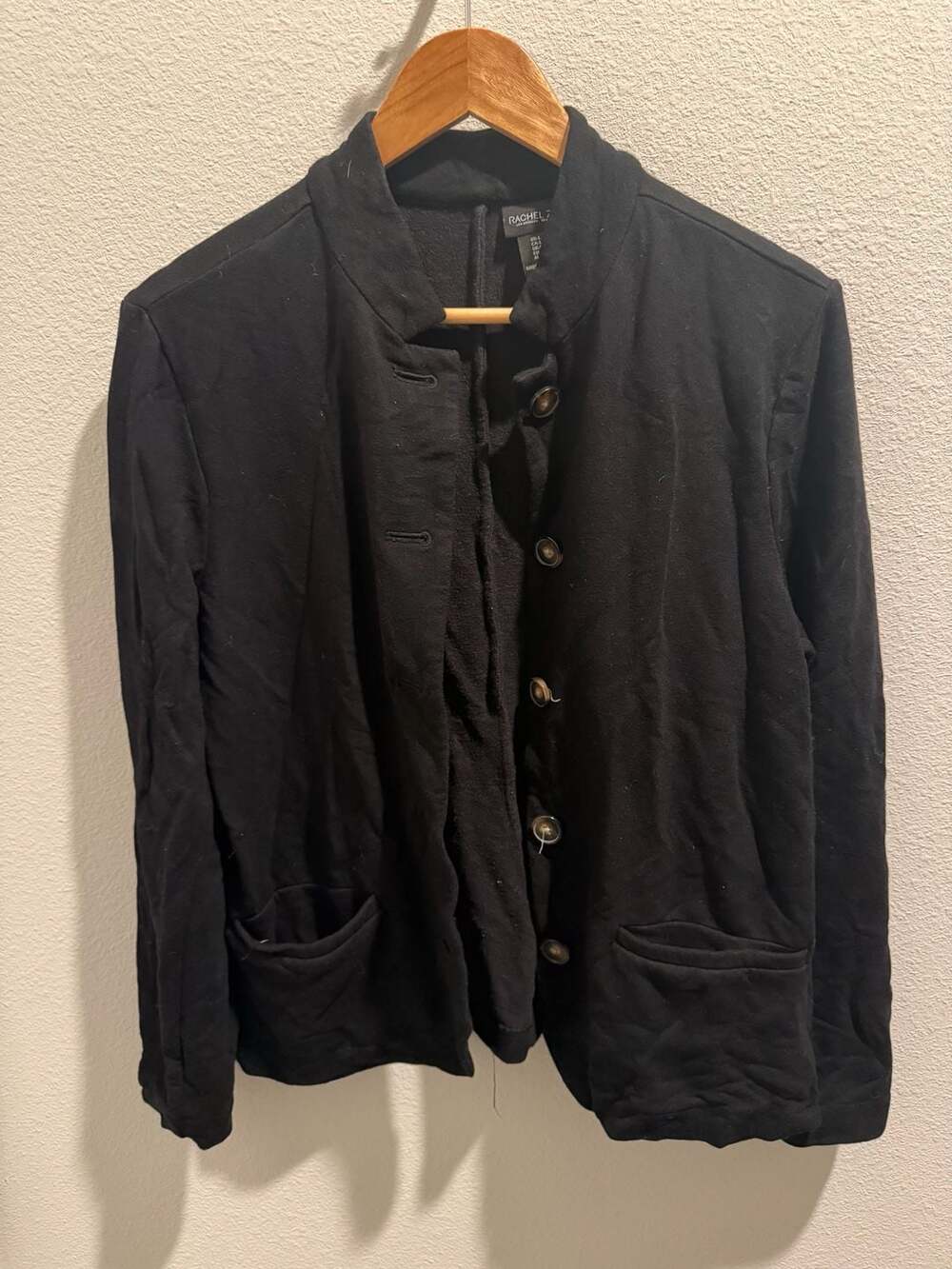 Rachel Zoe Black Button-Front Knit Blazer Jacket Size L